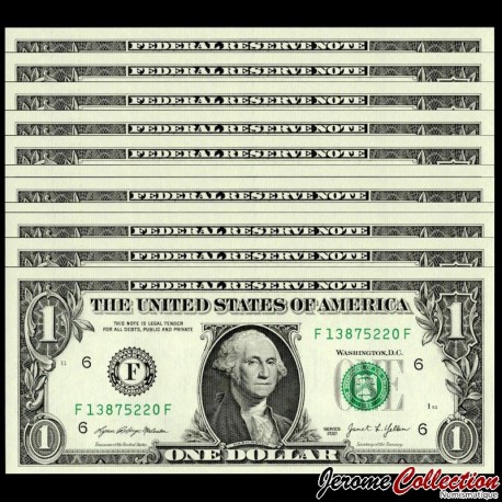 ETATS UNIS / USA - Lot de 10 Billets de 1 Dollar - George Washington - F(6) Atlanta - 2021 – P549f x 10 –