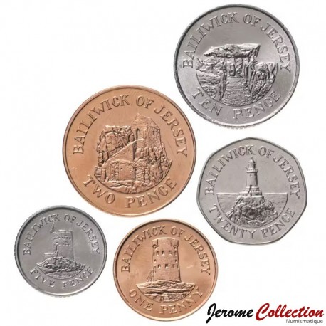 JERSEY (île de) - SET / LOT de 5 PIECES - 1 2 5 10 20 PENCE - 2002 – Km103 104 105 106 107 – JeromeCollection