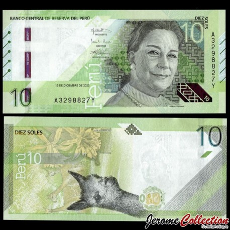 PEROU - Billet de 10 Soles - Chabuca Granda / Vigogne - 15.12.2022 – P196b – JeromeCollection