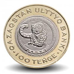 KAZAKHSTAN - PIECE de 100 Tenge - Monde animal du Kazakhstan - Léopard des neiges (Barys) - 2025 – Km – JeromeCollection