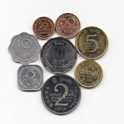 SRI LANKA - SET / LOT de 8 PIECES de 5 10 25 50 Cents 1 2 5 10 Roupies - 1978 / 2013 – Km135 136 139 140 141 147 148