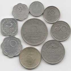 SRI LANKA - SET / LOT de 9 PIECES de 1 2 5 10 25 50 Cents 1 2 5 Roupies - 1978 / 1984 – Km135 136 137 138 139 140 141