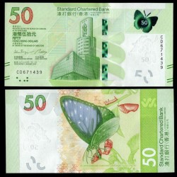 HONG KONG - Standard Chartered Bank - Billet de 50 Dollars - Papillon - 01.01.2023 – P303c – JeromeCollection