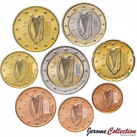 IRLANDE - SET / LOT de 8 PIECES de 1 2 5 10 20 50 Centimes - 1 2 Euros - 2003 – Km32 33 34 35 36 37 38 39 –
