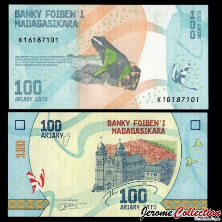 MADAGASCAR - Billet de 100 Ariary - Grenouille mantelle peinte - 2025 – P97c – JeromeCollection