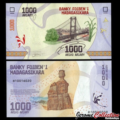 MADAGASCAR - Billet de 1000 ARIARY - Pont de Kamoro - 2025 – P100c – JeromeCollection