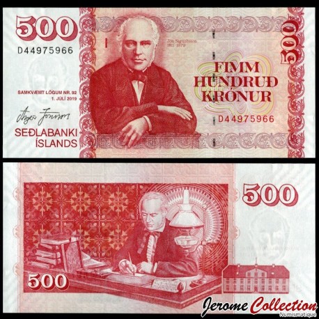 ISLANDE - Billet de 500 Kronur - Jón Sigurðsson - 2019 – P58a4 – JeromeCollection