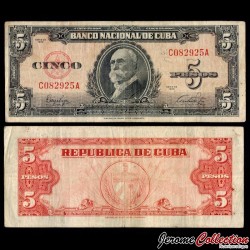 CUBA - Billet de 5 Pesos - Máximo Gómez - 1949 – P78a – JeromeCollection