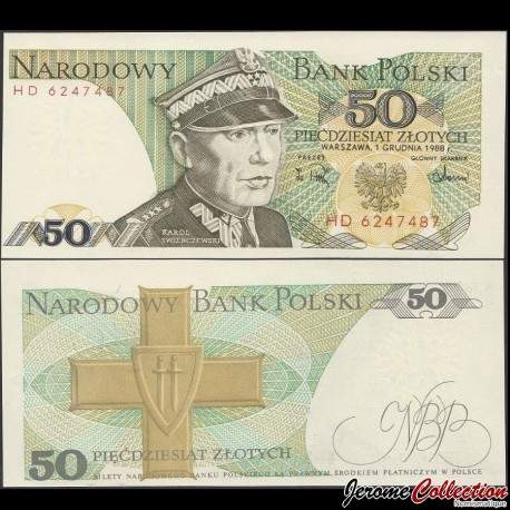 POLOGNE - Billet de 50 Złotych - Karol Świerczewski - 01.12.1988