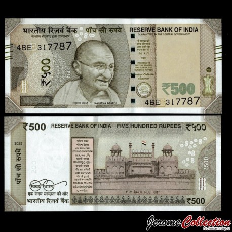 INDE - Billet de 500 Roupies - Lettre E - 2025 – P114hE – JeromeCollection