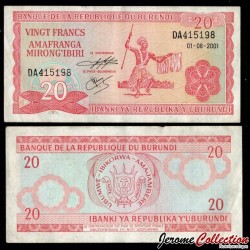 BURUNDI - Billet de 20 Francs - Danseuse - 1.8.2001 – P27d2 – JeromeCollection