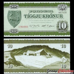 ILES FEROE - Billet de 10 Krónur - paysage rural féroïen - 1976
