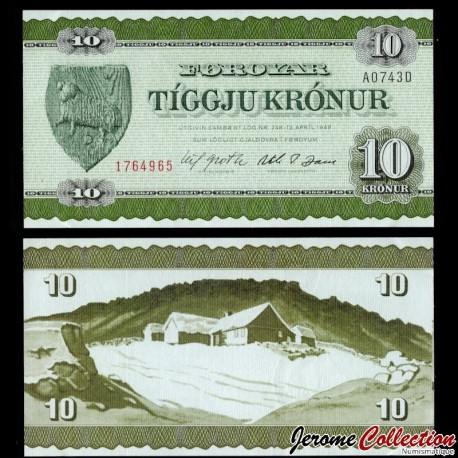 ILES FEROE - Billet de 10 Krónur - paysage rural féroïen - 1976 – P18 – JeromeCollection