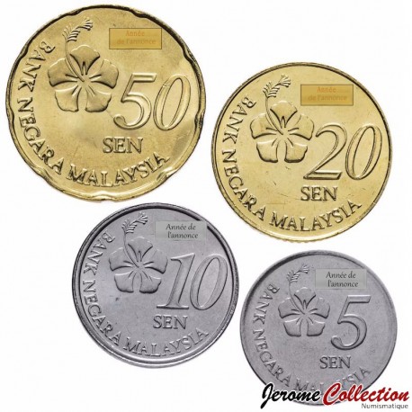MALAISIE - SET / LOT de PIECE de 5 10 20 50 Sen - Hibiscus - 2025 – Km201 202 203 204 – JeromeCollection