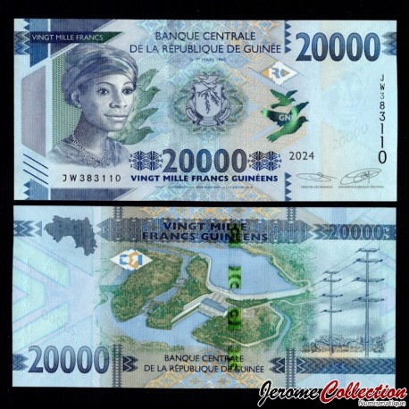 GUINEE - Billet de 20000 Francs - Barrage hydroélectrique de Kaleta - 2024 – P50d – JeromeCollection