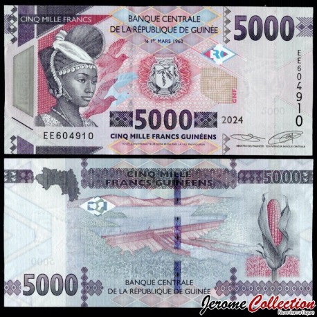 GUINEE - Billet de 5000 Francs - Centrale hydroélectrique de Kinkon - 2024 – P49e – JeromeCollection