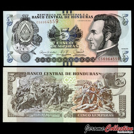 HONDURAS - Billet de 5 Lempiras - 09.05.2024 – P98f – JeromeCollection