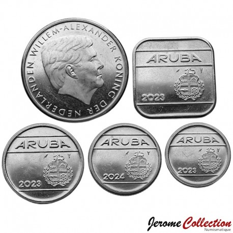 ARUBA - LOT / SET de 5 PIECES de 5 10 25 50 Cents 1 Gulden - 2023 / 2025 – Km1 2 3 4 56 – JeromeCollection