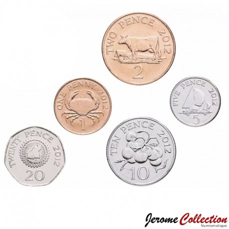 GUERNESEY (île de) - SET / LOT de 5 PIECES - 1 2 5 10 20 PENCE - 2012 – Km89 90 96 97 149 – JeromeCollection