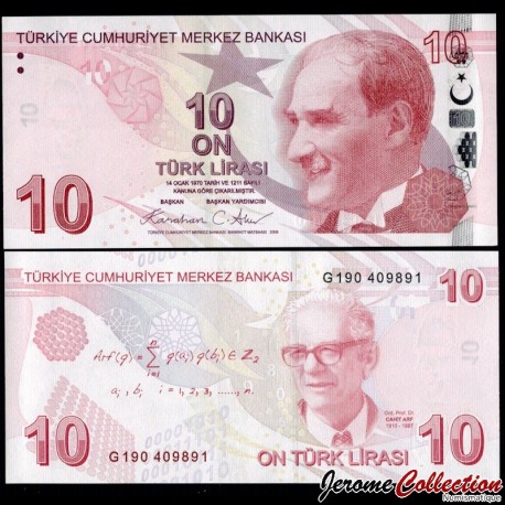 TURQUIE - Billet de 10 Livre Turque - Cahit Arf - 2025 – P223g – JeromeCollection