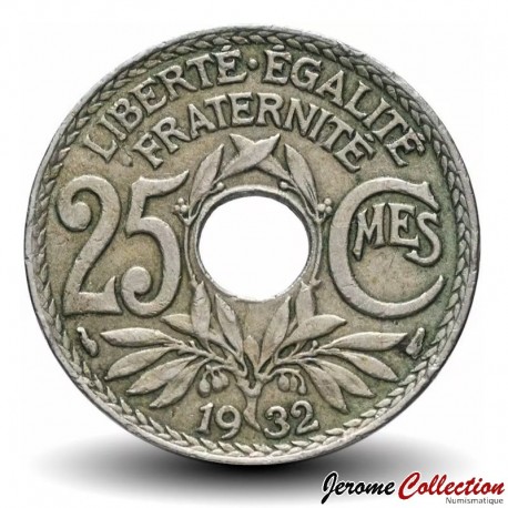 FRANCE - PIECE de 25 Centimes "Lindauer" (Bazor) - 1932 – Km867a – JeromeCollection