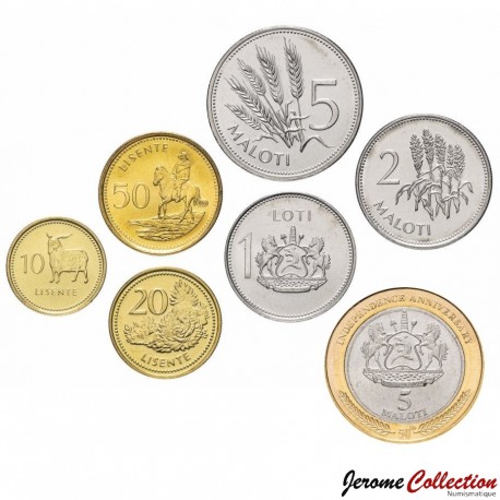 LESOTHO - SET / LOT de 7 PIECES de 10 20 50 Lisente 1 2 5 Maloti - 2010 / 2023 – Km54 55 58 63 64 65 66 –