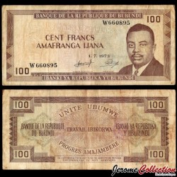 BURUNDI - Billet de 100 Francs - Prince Rwagasore - 1.7.1973 – P23b3 – JeromeCollection