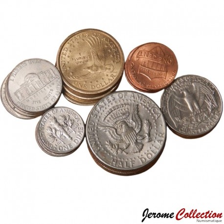 ETATS UNIS / USA - SET / LOT de 6 PIECES de 1 5 10 25 50 Cents 1 DOLLAR - 1973 / 2023 – – JeromeCollection
