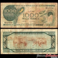 BURUNDI - Billet de 1000 Francs - Gobemouche de paradis africain - 01.05.1982 – P31b2 – JeromeCollection