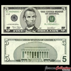 ETATS UNIS / USA - Billet de 5 Dollars - Abraham Lincoln - L(12) San Francisco [* Billet de remplacement] - 2003 –