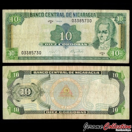 NICARAGUA - Billet de 10 Córdobas - Miguel Jerónimo Larreynaga y Balmaceda - 1999 – P188 – JeromeCollection