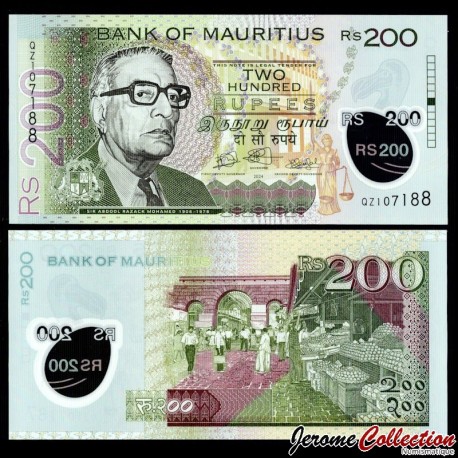 MAURICE - Billet de 200 Roupies - Renganaden Seeneevassen [Billet de remplacement QZ] 2024 – P65Bz – JeromeCollection