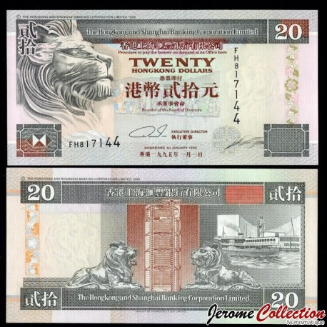 HONG KONG - HSBC - Billet de 20 Dollars - Tour de l'horloge - 1995 – P201b – JeromeCollection