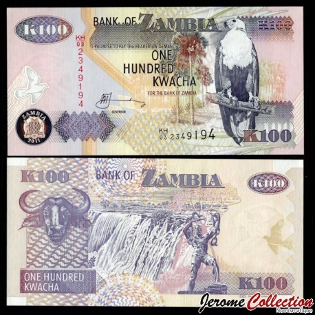 ZAMBIE - Billet de 100 Kwacha - Chutes Victoria - 2011 – P38j – JeromeCollection