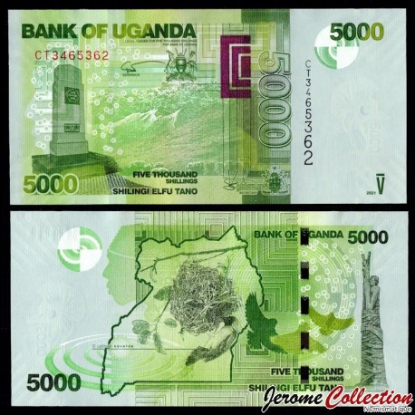OUGANDA - Billet de 5000 Shillings - Mémorial de la Seconde Guerre mondiale - 2021 – P51g – JeromeCollection