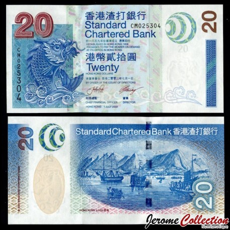 HONG KONG - Standard Chartered Bank - Billet de 20 Dollars - Carpe mythique - 2003 – P291 – JeromeCollection