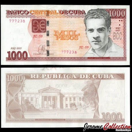 CUBA - Billet de 1000 Pesos - Julio Antonio Mella / Université de La Havane - 2025 – P132e – JeromeCollection