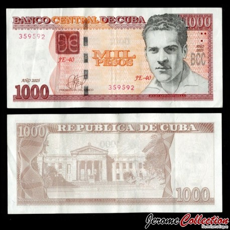 CUBA - Billet de 1000 Pesos - Julio Antonio Mella / Université de La Havane - 2025 – P132e – JeromeCollection