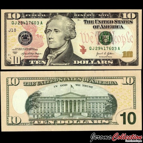 ETATS UNIS / USA - Billet de 10 Dollars - Alexander Hamilton - J(10) Kansas City - 2021 – P555J – JeromeCollection