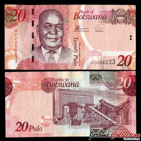 BOTSWANA - Billet de 20 Pula - Kgalemang Tumedisco Motsete - 2019 – P31g – JeromeCollection