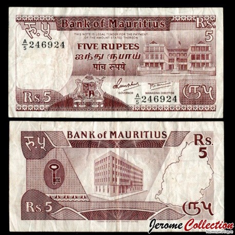 MAURICE - Billet de 5 Roupies - Government House de Port Louis - 1985 – P34 – JeromeCollection