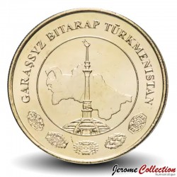 TURKMENISTAN - PiECE de 50 Tenge - Carte du Turkmenistan - 2009 – Km100 – JeromeCollection