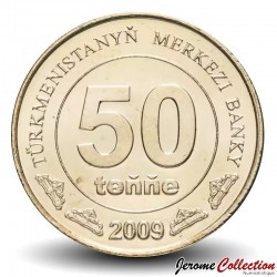 TURKMENISTAN - PiECE de 50 Tenge - Carte du Turkmenistan - 2009