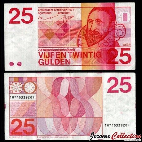 PAYS BAS - Billet de 25 Gulden - Jan Pieterszoon Sweelinck - 11 - 10.02.1971 – P92b – JeromeCollection