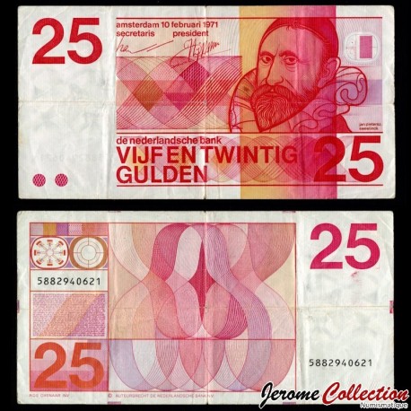 PAYS BAS - Billet de 25 Gulden - Jan Pieterszoon Sweelinck - 10 - 10.02.1971 – P92a – JeromeCollection