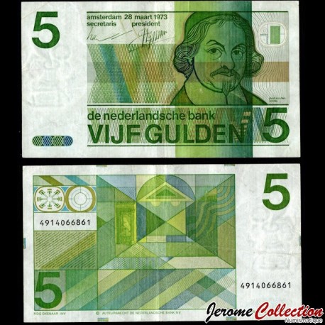 PAYS BAS - Billet de 5 Gulden - Joost van den Vondel - 28.03.1973 – P95 – JeromeCollection
