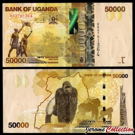 OUGANDA - Billet de 50000 Shillings - Gorille - 2024 – P54g – JeromeCollection
