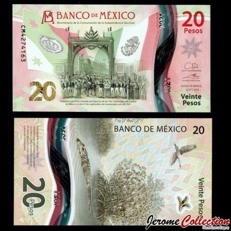 MEXIQUE - Billet de 20 Pesos - Bicentenaire de l'Indépendance (Signature Gómez & Rabiela) - 10.10.2022 – P132 –