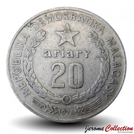 MADAGASCAR - PIECE de 20 Ariary - Tracteur labourant - FAO - 1978 – Km14 – JeromeCollection