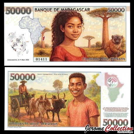 MADAGASCAR - Billet de 50000 Afrikanis - 11.03.2026 – Mada_50000 – JeromeCollection